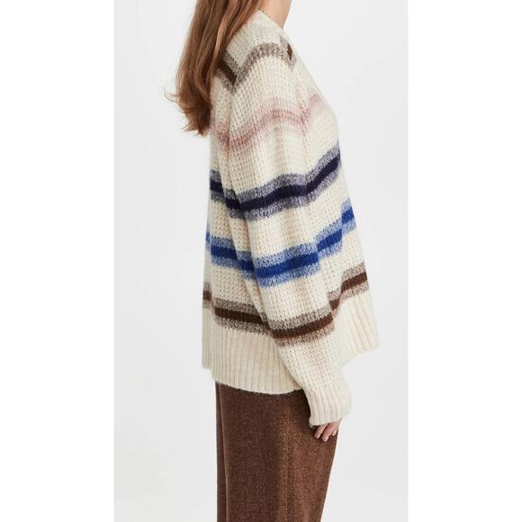 MUNTHE Rana Multi-Stripe Waffle Knit Sweater Alpaca-Blend Oversized Sz 10 - NWT - Picture 3 of 9